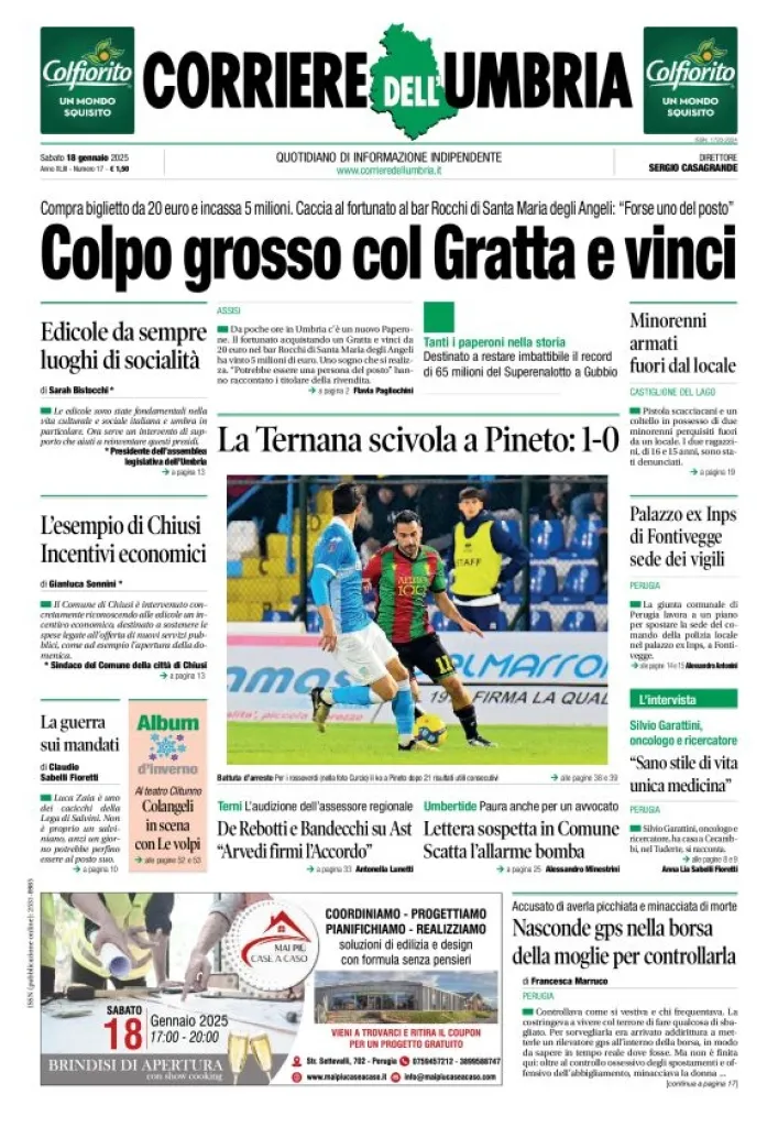 Prima-pagina-corriere umbria-del-2025-01-18